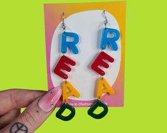 READ Teacher Letter Statement Earrings - Laser Cut Acrylic
