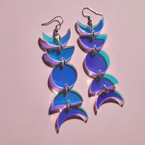 Iridescent Moon Phases - Laser Cut Earrings