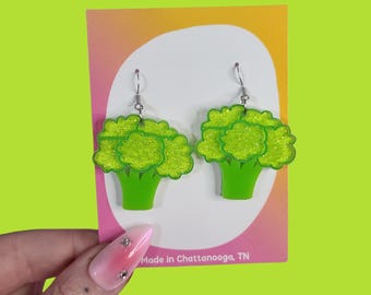 Broccoli Statement Earrings - Laser Cut Acrylic