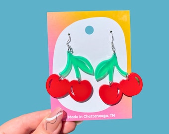 Cherry Earrings - Laser cut acrylic