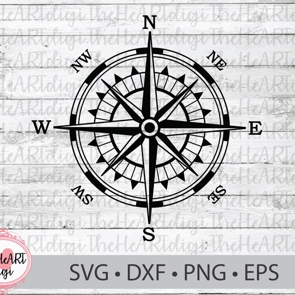 Nautical Compass Svg, Compass Clipart, Nautical Compass PNG, Compass EPS File, Compass Vector, Wind Rose, Compass Cut Files, Navy SVG, SM02