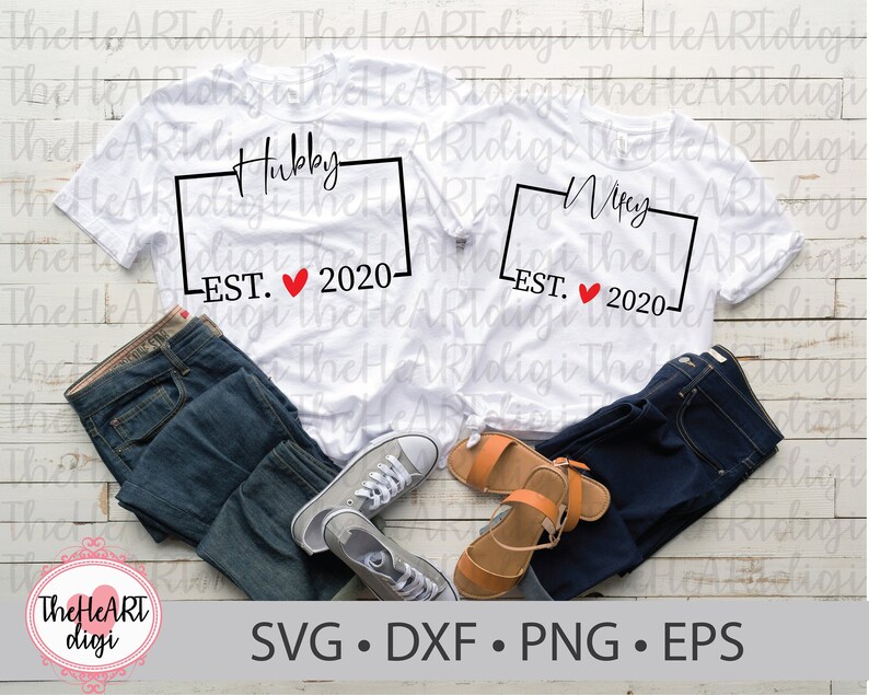 Wifey SVG Married couple 2020 Married Shirt Design svg Hubby and Wifey EST 2020 SVG New Family Digital Download Wedding,WD09 Hubby svg