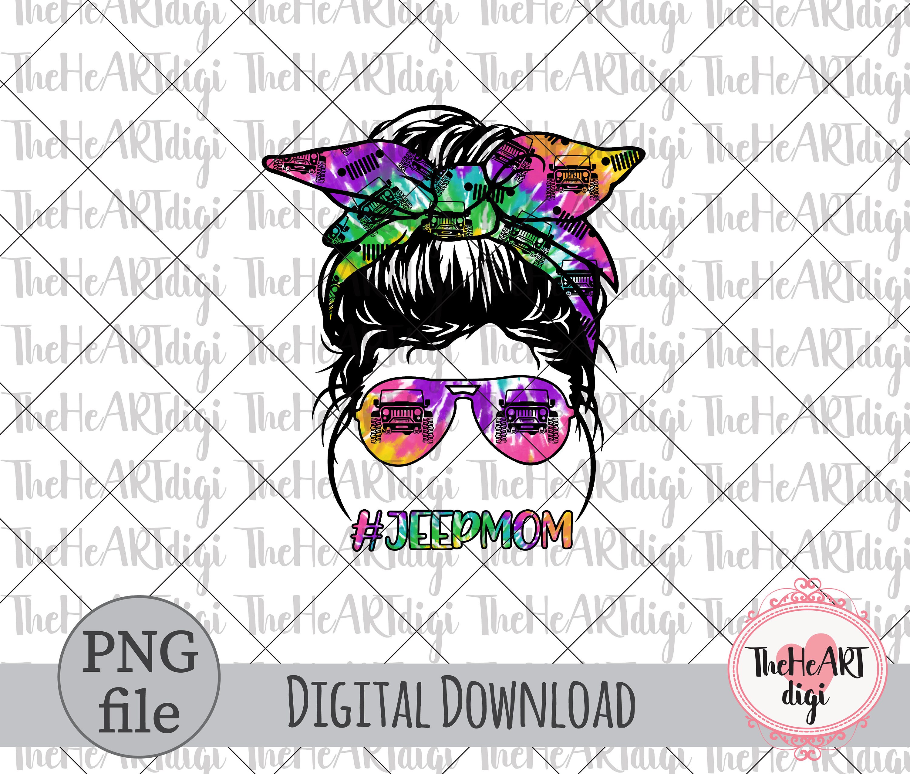 Download Jeep Mom Messy Bun PNG Tie Dye Jeep Mom Messy Bun ...