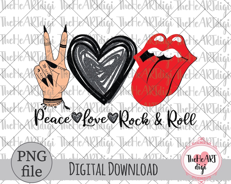 Peace love rock  roll sublimation design peace love music  etsy Peace love rock  roll sublimation design peace love music  etsy