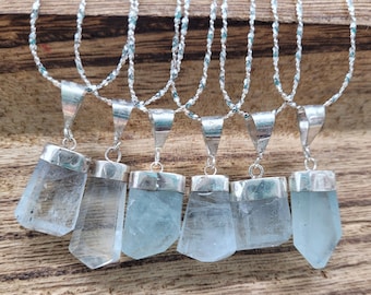 Genuine Aquamarine Necklace ~ 18" .925 Sterling Silver Chain ~ Choose Your Piece ~ Pakistan ~ Italy ~ Libra Birthstone ~ Throat Chakra