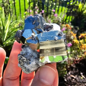 Pyrite + Clear Quartz Crystal Cluster ~ Pyrite Druzy from Indonesia, Natural Pyrite Cube Fools Gold Pyrite Stone Prosperity Stone Pyrite Raw