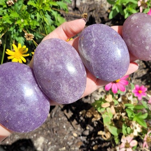Lepidolite Palm Stones ~ Choose Your Size ~ Purple Crystal ~ Worry Stones ~ Polished ~ Mica