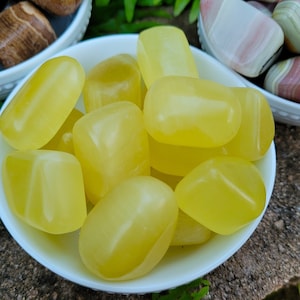 Lemon Calcite Polished Stones ~ .75&quot;-1.75&quot; ~ Pakistan ~ Tumbled Stone ~ Tumbles