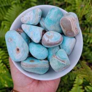 Blauer Aragonit polierte Steine ~ 2 cm-1,5 cm ~ Pakistan ~ Trommelstein ~ Trommelsteine