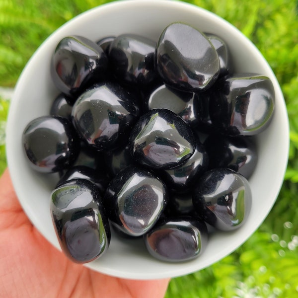 Black Obsidian .75" Tumbled Stone ~ Grief, Sadness ~ Negativity Absorber ~ Aura Healing, Cleansing, Grounding ~ Volcanic Ash ~ Apache Tears