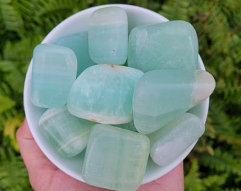 Pistache calciet gepolijste stenen ~ .75"-1.75" ~ Pakistan ~ Tumbled Stone ~ Blue Green Tumbles