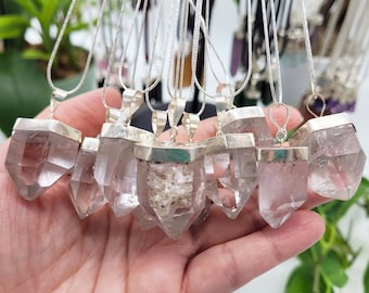 Clear Quartz Point Necklace ~ 18" .925 Sterling Silver Chain ~ Choose Your Piece ~ Pakistan ~ Italy ~Terminated Quartz Crystal