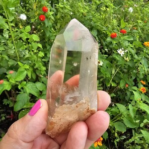 Semi-Polished Lodalite Point Lemurian Seed Striated Quartz Crystal Generator Wand Brazilian Gemstone Healing Chakra Meditation Unique Gift