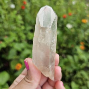 Semi-Polished Lodalite Point Lemurian Seed Striated Quartz Crystal Generator Wand Brazilian Gemstone Healing Chakra Meditation Unique Gift