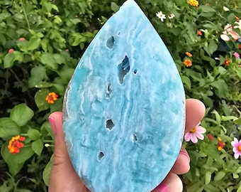 Blue Aragonite Flame Hand Carved Crystal Pakistan Mineral Gemstone Rare Healing Stone Tower Point Obelisk Generator Cleansing Home Decor