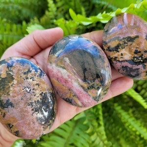 Rhodonite Palm Stones, Choose Your Piece, Origin Pakistan, Rhodonite Crystal Stone Gemstone, Pink Worry Stone, Heart + Sacral Chakras