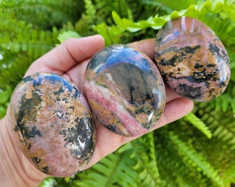Rhodonite Palm Stones, Choose Your Piece, Origin Pakistan, Rhodonite Crystal Stone Gemstone, Pink Worry Stone, Heart + Sacral Chakras