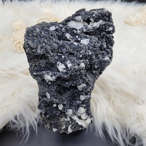 Huge 8&quot; Chalcedony Geode Carving ~ Botryoidal ~ Clear Apophyllite Inclusions ~ Self-Standing ~ Stalactite ~  India ~ Druzy Mineral Crystal