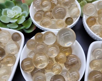 Bulk Natural Citrine Spheres, Brazilian Crystal Lot Citrine Crystal, Yellow Smoky Clear Quartz Crystals Healing Crystals Solar Plexus Chakra