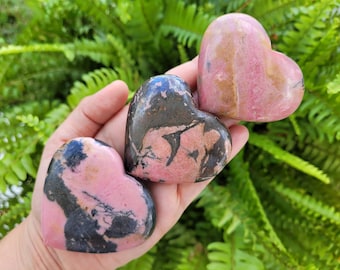 Rhodonite Hearts ~ Choose Your Piece ~ Pakistan ~ Polished Stone ~ Pink Crystal ~ Compassion ~ Self-Love ~ Palm Stone ~ Worry Crystal