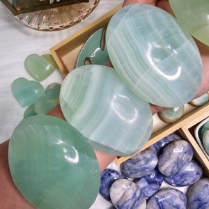 Pistachio Calcite Palm Stone