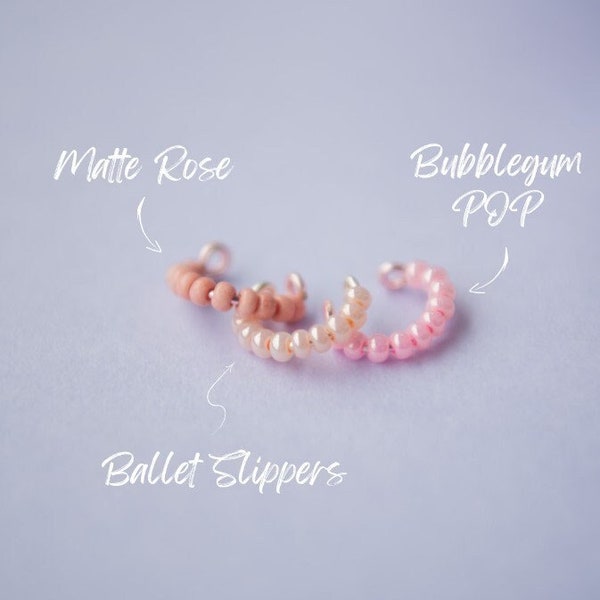 Ear Cuff - Glass Beaded Pink Collection (No piercing required)