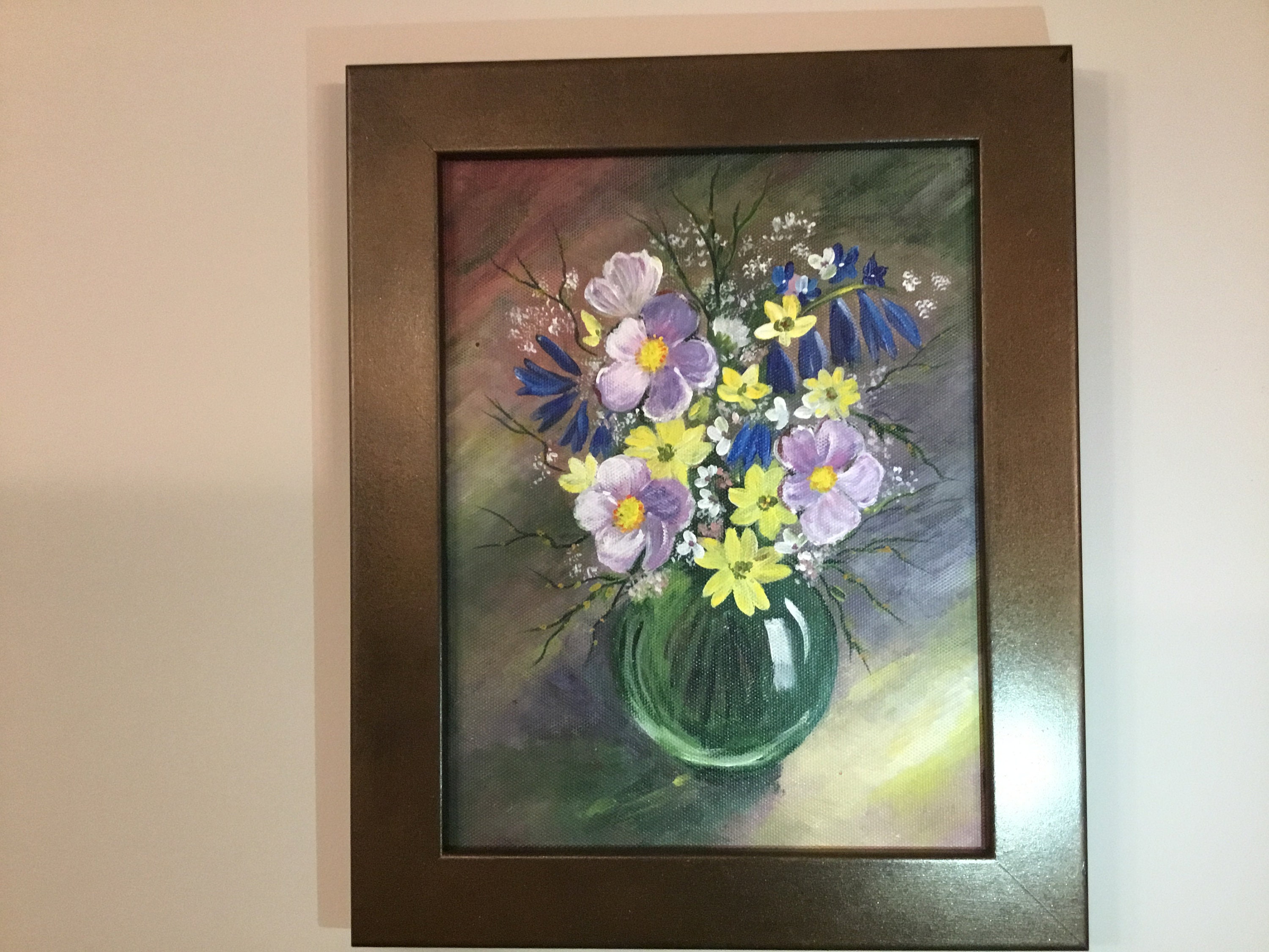 Floral dans un vase en verre peinture acrylique originale sur Etsy