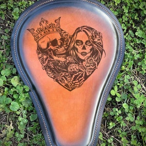 Free shipping Custom motorcycle Solo Seat/Handmade Solo Seat/Bobber Chopper Seat,Harley Davidson Seat/Lazer engraved Leather