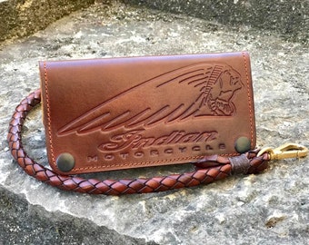 Handmade Motorcycle long leather wallet, Dad gift, Biker wallet, Top quality, Real leather, Custom Leather wallet