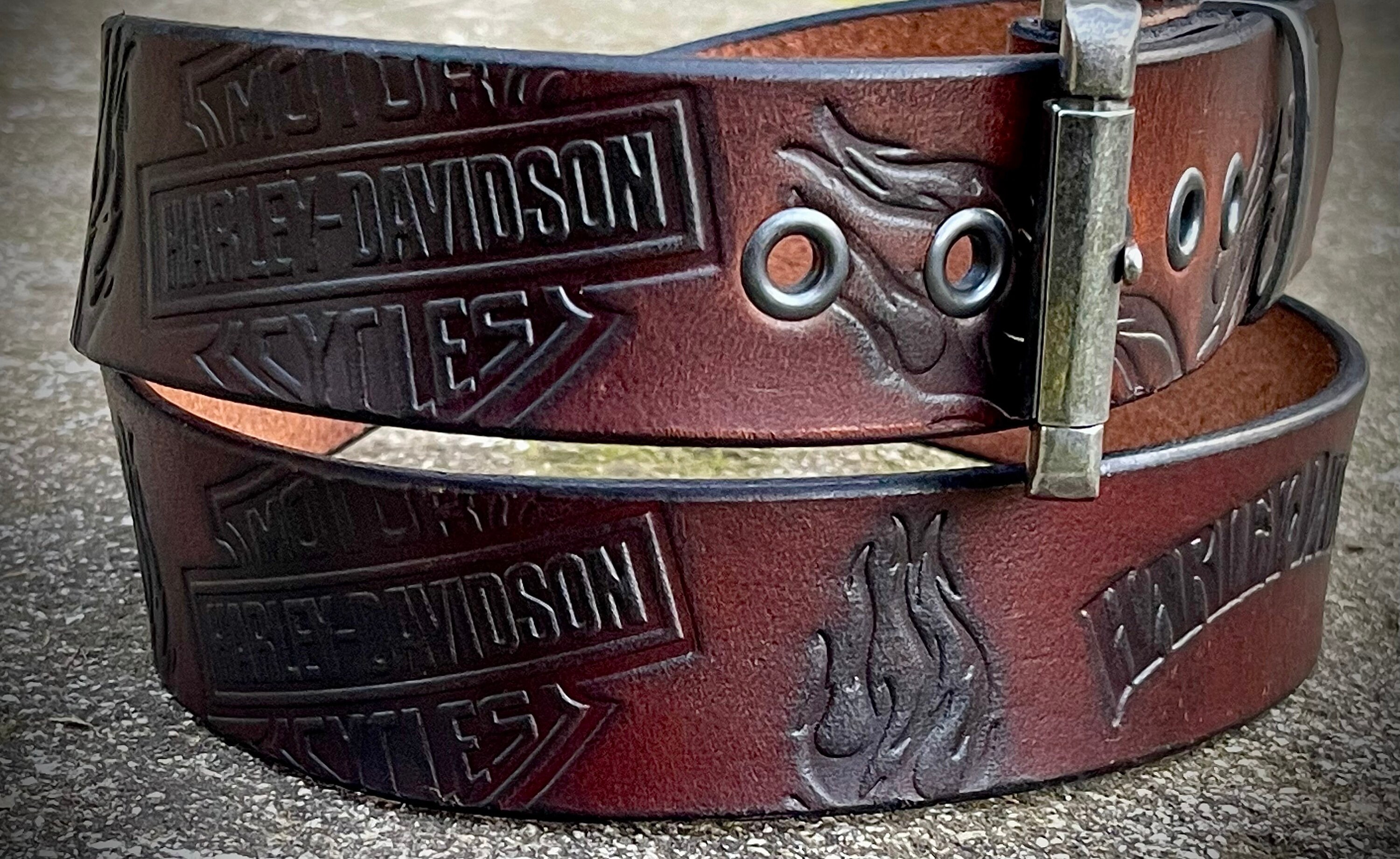 【希少/ヴィンテージ】ハーレーダビッドソン　ベルト　総柄　ターコイズ　馬　本革 Amazon | Harley-Davidson ACCESSORY レディース US サイズ: X