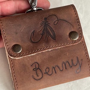 Personalized Leather Fly Fishing Wallet, Dad fishing wallet gift, Leather fly wallet