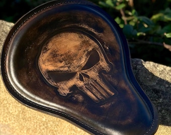 Asiento de motocicleta de cuero hecho a mano: sillín vintage Bobber Chopper