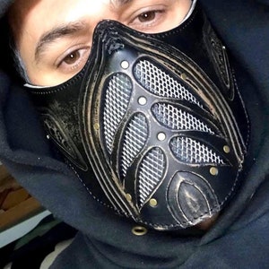 Individuell handgefertigte Leder Gesichtsmaske – Steampunk Biker Gesichtsschutz – Geschenk für Ihn – Cosplay Kostüm Zubehör
