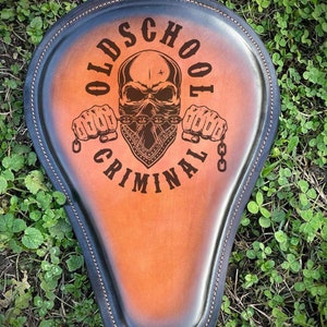 Free shipping Custom motorcycle Solo Seat/Handmade Solo Seat/Bobber Chopper Seat,Harley Davidson Seat/Lazer engraved Leather