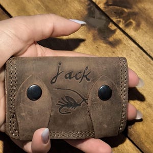 Personalized Leather Fly Fishing Wallet, Dad fishing wallet gift, Leather fly wallet