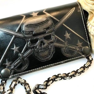 Cartera de cuero larga hecha a mano, Cartera de cuero de camionero, Regalo para papá, Cartera personalizada, Calidad superior, Cuero auténtico