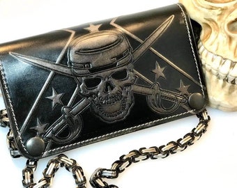 Handmade  long leather wallet, Trucker Leather Wallet, Dad gift , Custom wallet, Top quality, Real Leather