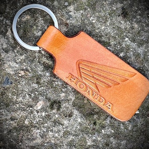Embossed motorcycle automotive logo keychain key right,handmade leather keychain,personalized gift,dad gift,custom leather keychain