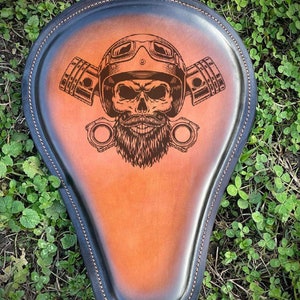 Free shipping Custom motorcycle Solo Seat/Handmade Solo Seat/Bobber Chopper Seat,Harley Davidson Seat/Lazer engraved Leather