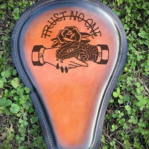 Free shipping Custom motorcycle Solo Seat/Handmade Solo Seat/Bobber Chopper Seat,Harley Davidson Seat/Lazer engraved Leather
