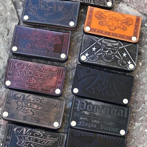 Cartera larga de cuero para motocicleta hecha a mano, regalo para papá, billetera de motociclista, calidad superior, cuero real, billetera de cuero personalizada