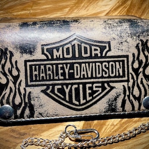 Cartera larga de cuero para motocicleta hecha a mano, regalo para papá, cartera de motociclista, calidad superior, cuero real, cartera de cuero personalizada