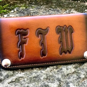 Cartera larga de cuero para motocicleta hecha a mano, regalo para papá, billetera de motociclista, calidad superior, cuero real, billetera de cuero personalizada