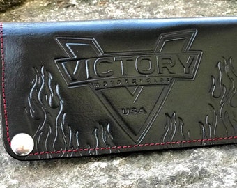 Handmade Motorcycle long leather wallet, Dad gift, Biker wallet, Biker gift, Handmade custom wallet