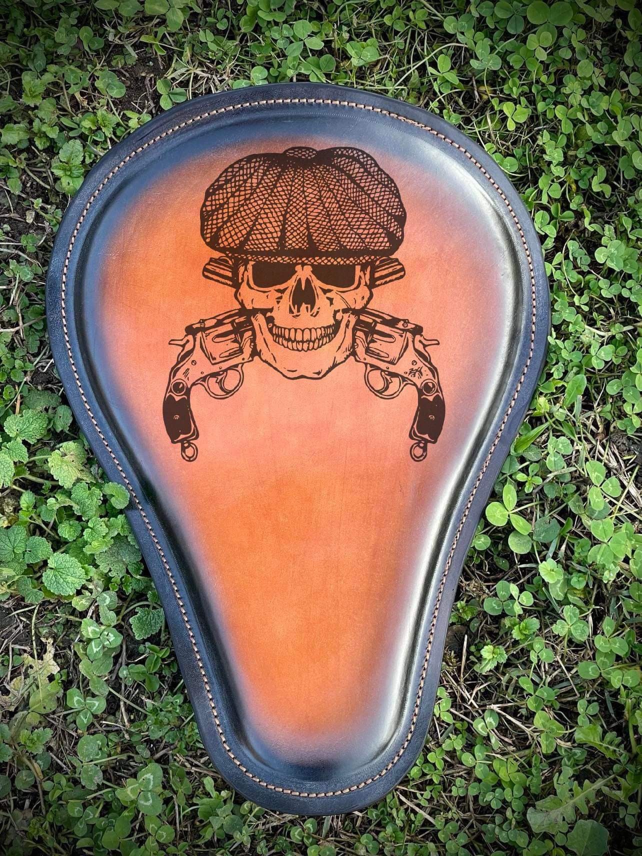 Free shipping Custom motorcycle Solo Seat/Handmade Solo Seat/Bobber Chopper Seat,Harley Davidson Seat/Lazer engraved Leather
