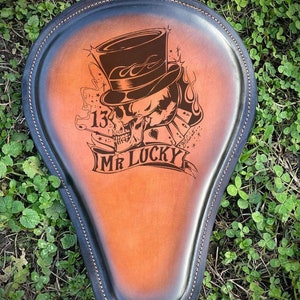 Free shipping Custom motorcycle Solo Seat/Handmade Solo Seat/Bobber Chopper Seat,Harley Davidson Seat/Lazer engraved Leather