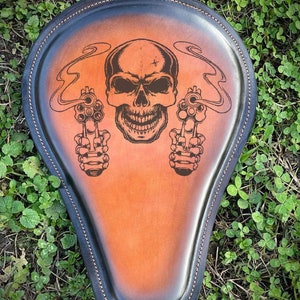 Free shipping Custom motorcycle Solo Seat/Handmade Solo Seat/Bobber Chopper Seat,Harley Davidson Seat/Lazer engraved Leather
