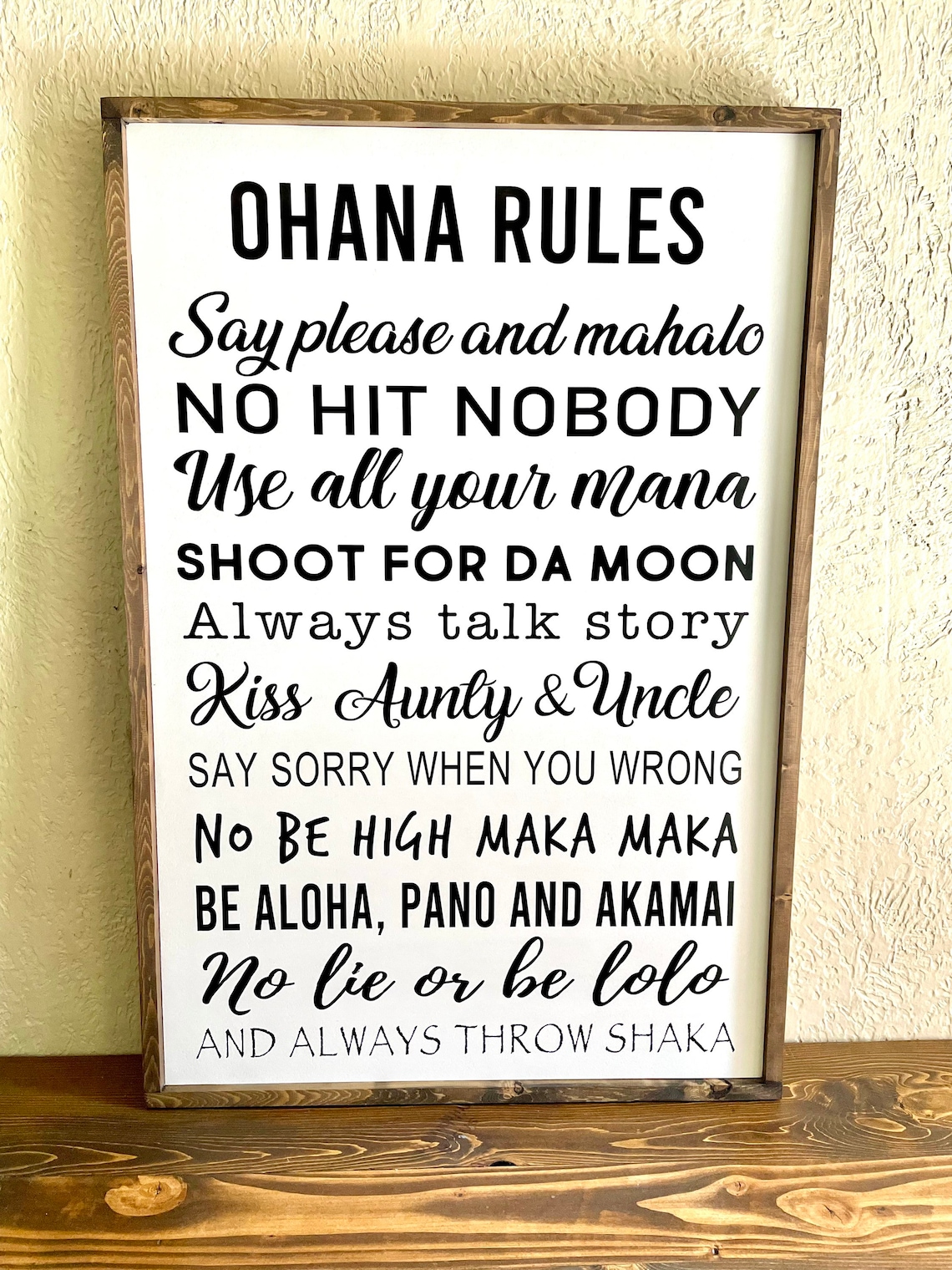 Ohana Rules Family rules Hawaiian sign Hawaiian native Etsy