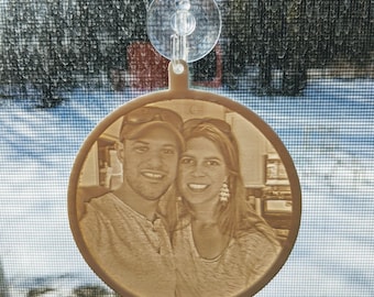 Custom hanging window lithophane, suncatcher/light catcher. Personalized etched artwork. Memorial, Anniversary, birthday gift, ANY picture