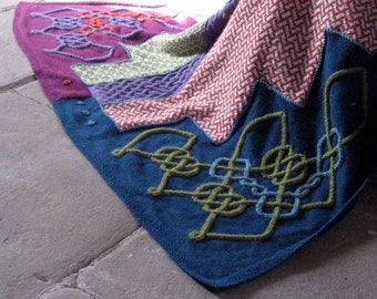 Slipstitch and Cable Blanket "Celtic Palace" - Designer Knitting Pattern / Downloadable PDF